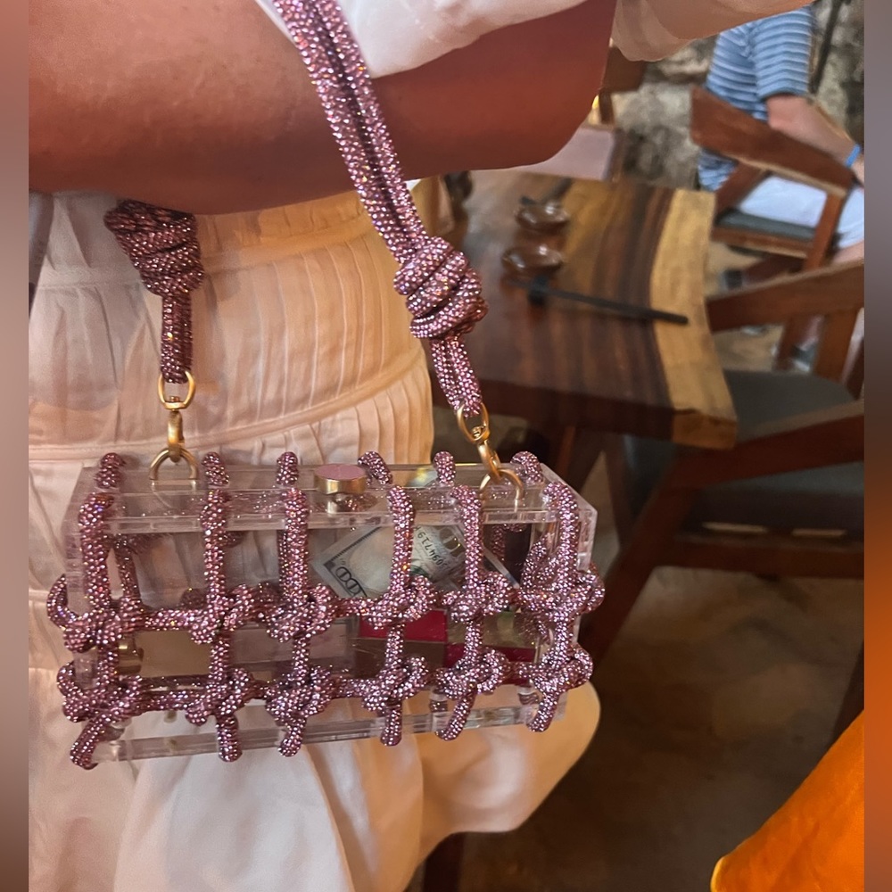 Cult Gaia Bess Acrylic plastic shoulder bag. Detachable knot shoulder strap. - Picture 3 of 3